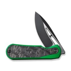 WEKNIFE Baloo Flipper Knife Green Painted Titanium Handle With Shredded Carbon Fiber Inlay (3.31" Black Stonewashed CPM 20CV Blade, Satin Flat) WE21033-6 -WE KNIFE Shop weknife baloo flipper knife green painted titanium handle with shredded carbon fiber inlay 331 black stonewashed cpm 20cv blade satin flat we21033 6 275415