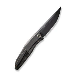 WE KNIFE Shop -WE KNIFE Shop weknife cybernetic top flipper knife black stonewashed with etching pattern titanium handle 391 black stonewashed with etching pattern cpm 20cv blade we22033 4 590411