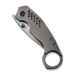 WEKNIFE Envisage Front Flipper Knife Titanium Handle (2.42" Damasteel Blade) WE22013-DS1 -WE KNIFE Shop weknife envisage front flipper knife gray titanium handle 242 hakkapella damasteel blade we22013 ds1 446272