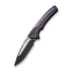 WEKNIFE Exciton Flipper & Button Lock Knife Titanium Handle With Flamed Titanium Integral Spacer (3.68" CPM 20CV Blade) WE22038A-4 -WE KNIFE Shop weknife exciton flipper button lock knife black titanium handle with flamed titanium integral spacer 368 black stonewashed cpm 20cv blade satin flat we22038a 4 418784