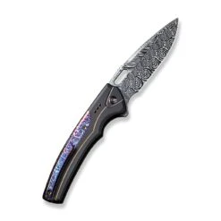 WE KNIFE Shop -WE KNIFE Shop weknife exciton flipper button lock knife black titanium handle with flamed titanium integral spacer 368 heimskringla damasteel blade we22038a ds1 411869
