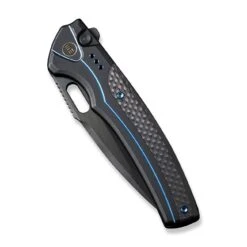 WEKNIFE Exciton Flipper & Button Lock Knife Titanium Handle With Carbon Fiber Integral Spacer (3.68" CPM 20CV Blade) WE22038A-2 -WE KNIFE Shop weknife exciton flipper button lock knife black titanium handle with twill carbon fiber integral spacer 368 black stonewashed bevels black brushed flats cpm 20c 841514