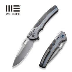 WEKNIFE Exciton Flipper & Button Lock Knife Titanium Handle With Carbon Fiber Integral Spacer (3.68" CPM 20CV Blade) WE22038A-3