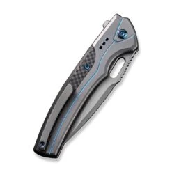 WEKNIFE Exciton Flipper & Button Lock Knife Titanium Handle With Carbon Fiber Integral Spacer (3.68" CPM 20CV Blade) WE22038A-3 -WE KNIFE Shop weknife exciton flipper button lock knife gray titanium handle with twill carbon fiber integral spacer 368 silver bead blasted cpm 20cv blade we22038a 3 903802