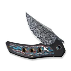 WEKNIFE Magnetron Flipper Knife Titanium Handle With Carbon Fiber Inlay (3.76" Damasteel Blade) WE18058-DS1 -WE KNIFE Shop weknife magnetron flipper knife black titanium handle with nebula fat carbon fiber inlay 376 heimskringla damasteel blade we18058 ds1 161352