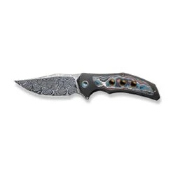 WEKNIFE Magnetron Flipper Knife Titanium Handle With Carbon Fiber Inlay (3.76" Damasteel Blade) WE18058-DS1 -WE KNIFE Shop weknife magnetron flipper knife black titanium handle with nebula fat carbon fiber inlay 376 heimskringla damasteel blade we18058 ds1 872424