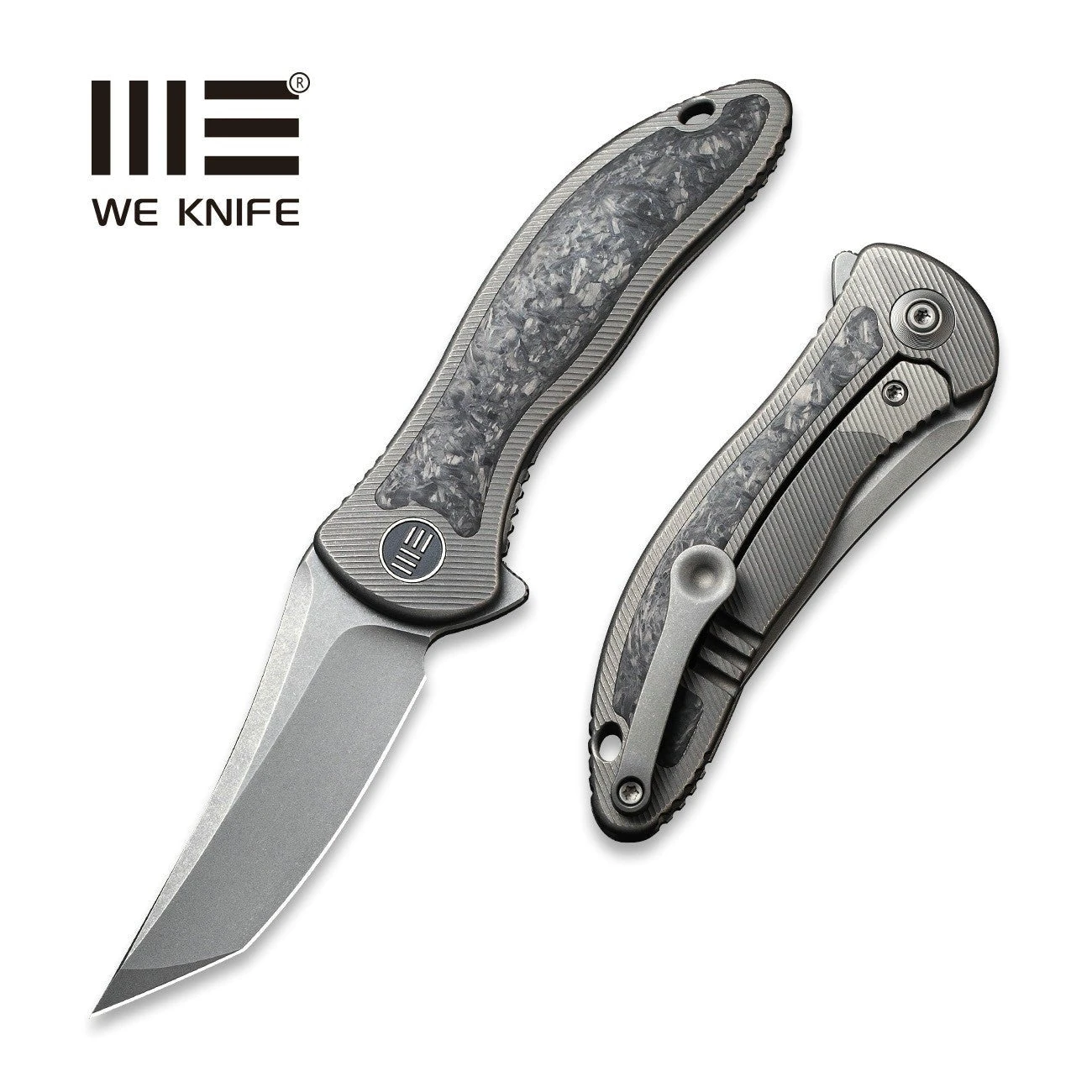 WEKNIFE Mini Synergy Flipper Knife Titanium Integral Handle With Carbon Fiber Inlay (2.93" CPM 20CV Blade) 2012CF-A 3 WEKNIFE Mini Synergy Flipper Knife Titanium Integral Handle With Carbon Fiber Inlay (2.93" CPM 20CV Blade) 2012CF-A