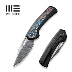 WEKNIFE Nefaris Flipper Knife Titanium Handle With Carbon Fiber (3.48" Damasteel Blade) WE22040F-DS1