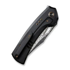 WEKNIFE Nefaris Flipper Knife Titanium Handle With Carbon Fiber (3.48" Damasteel Blade) WE22040F-DS1 -WE KNIFE Shop weknife nefaris button lock knife black titanium handle with nebula fat carbon fiber inlay 348 heimskringla damasteel blade we22040f ds1 888981