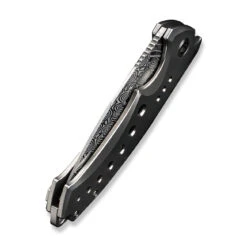 WEKNIFE Nexusia Flipper Knife Titanium Handle (3.48" Damasteel Blade) WE22044-DS1 -WE KNIFE Shop weknife nexusia flipper knife polished bead blasted titanium handle 348 heimskringla damasteel blade we22044 ds1 139834