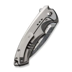 WEKNIFE Nexusia Flipper Knife Titanium Handle (3.48" Damasteel Blade) WE22044-DS1 -WE KNIFE Shop weknife nexusia flipper knife polished bead blasted titanium handle 348 heimskringla damasteel blade we22044 ds1 209595