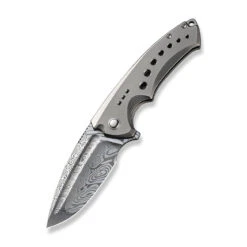 WEKNIFE Nexusia Flipper Knife Titanium Handle (3.48" Damasteel Blade) WE22044-DS1 -WE KNIFE Shop weknife nexusia flipper knife polished bead blasted titanium handle 348 heimskringla damasteel blade we22044 ds1 516479
