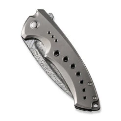 WEKNIFE Nexusia Flipper Knife Titanium Handle (3.48" Damasteel Blade) WE22044-DS1 -WE KNIFE Shop weknife nexusia flipper knife polished bead blasted titanium handle 348 heimskringla damasteel blade we22044 ds1 951410