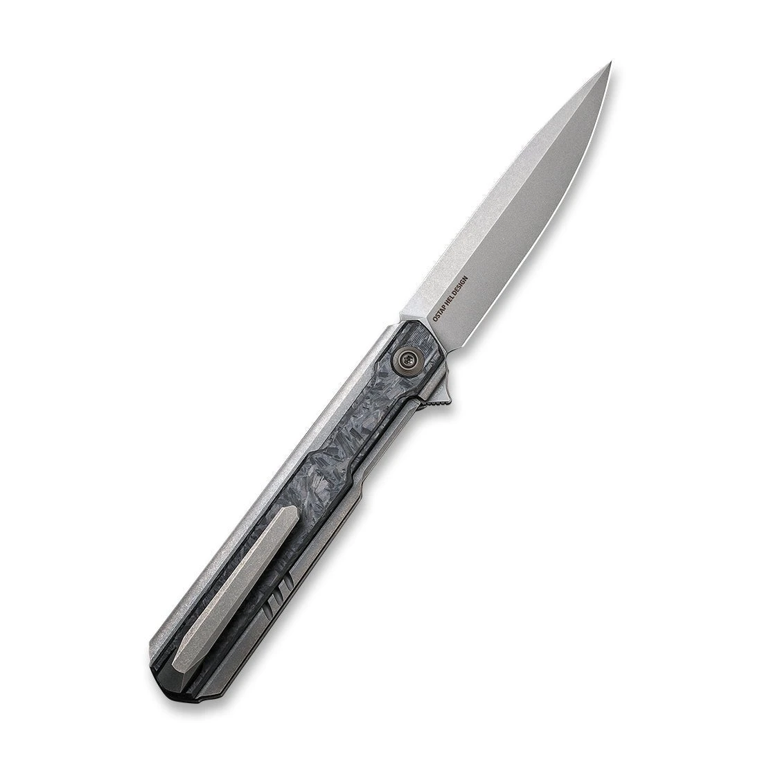 WEKNIFE Peer Flipper Knife Titanium Handle With Carbon Fiber Overlay (3.46" CPM 20CV Blade) 2015C 4 WEKNIFE Peer Flipper Knife Titanium Handle With Carbon Fiber Overlay (3.46" CPM 20CV Blade) 2015C - Image 2