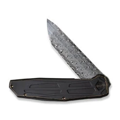 WEKNIFE Shadowfire Flipper Knife Titanium Handle (3.97" Damasteel Blade) WE22035-DS1 -WE KNIFE Shop weknife shadowfire flipper knife bronze black titanium handle 397 hakkapella damasteel blade we22035 ds1 463489