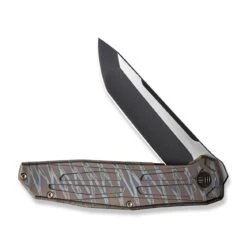 WEKNIFE Shadowfire Flipper Knife Titanium Handle (3.97" CPM 20CV Blade) WE22035-4 -WE KNIFE Shop weknife shadowfire flipper knife tiger stripe pattern flamed titanium handle 397 black stonewashed cpm 20cv blade satin flat we22035 4 731270