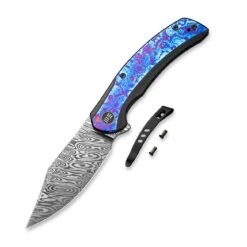 WEKNIFE Snick Flipper Knife Titanium Handle With Timascus Inlay (3.47" Damasteel Blade) WE19022F-DS1 -WE KNIFE Shop weknife snick flipper knife titanium handle with timascus inlay 347 damasteel blade we19022f ds1 406378