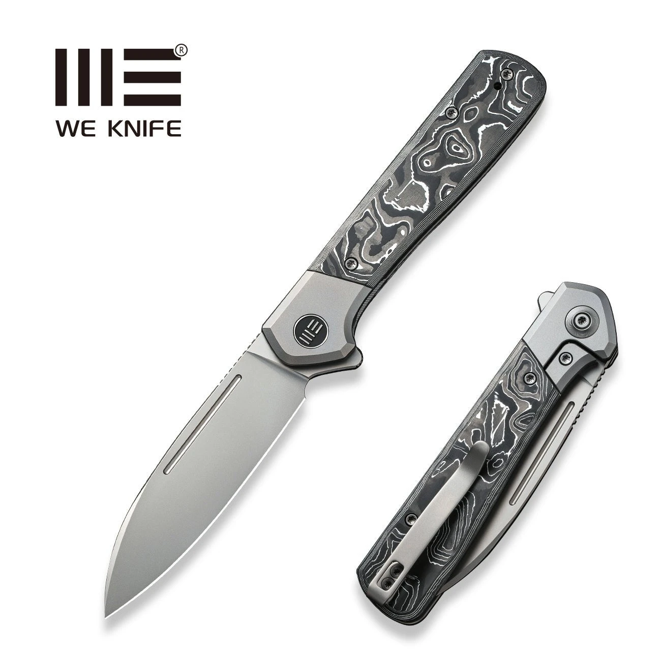 WEKNIFE Soothsayer Flipper Knife Titanium Handle With Carbon Fiber Inlay (3.48" CPM 20CV Blade) WE20050-3 3 WEKNIFE Soothsayer Flipper Knife Titanium Handle With Carbon Fiber Inlay (3.48" CPM 20CV Blade) WE20050-3