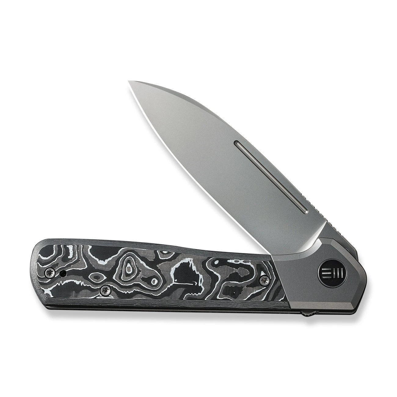 WEKNIFE Soothsayer Flipper Knife Titanium Handle With Carbon Fiber Inlay (3.48" CPM 20CV Blade) WE20050-3 7 WEKNIFE Soothsayer Flipper Knife Titanium Handle With Carbon Fiber Inlay (3.48" CPM 20CV Blade) WE20050-3 - Image 5