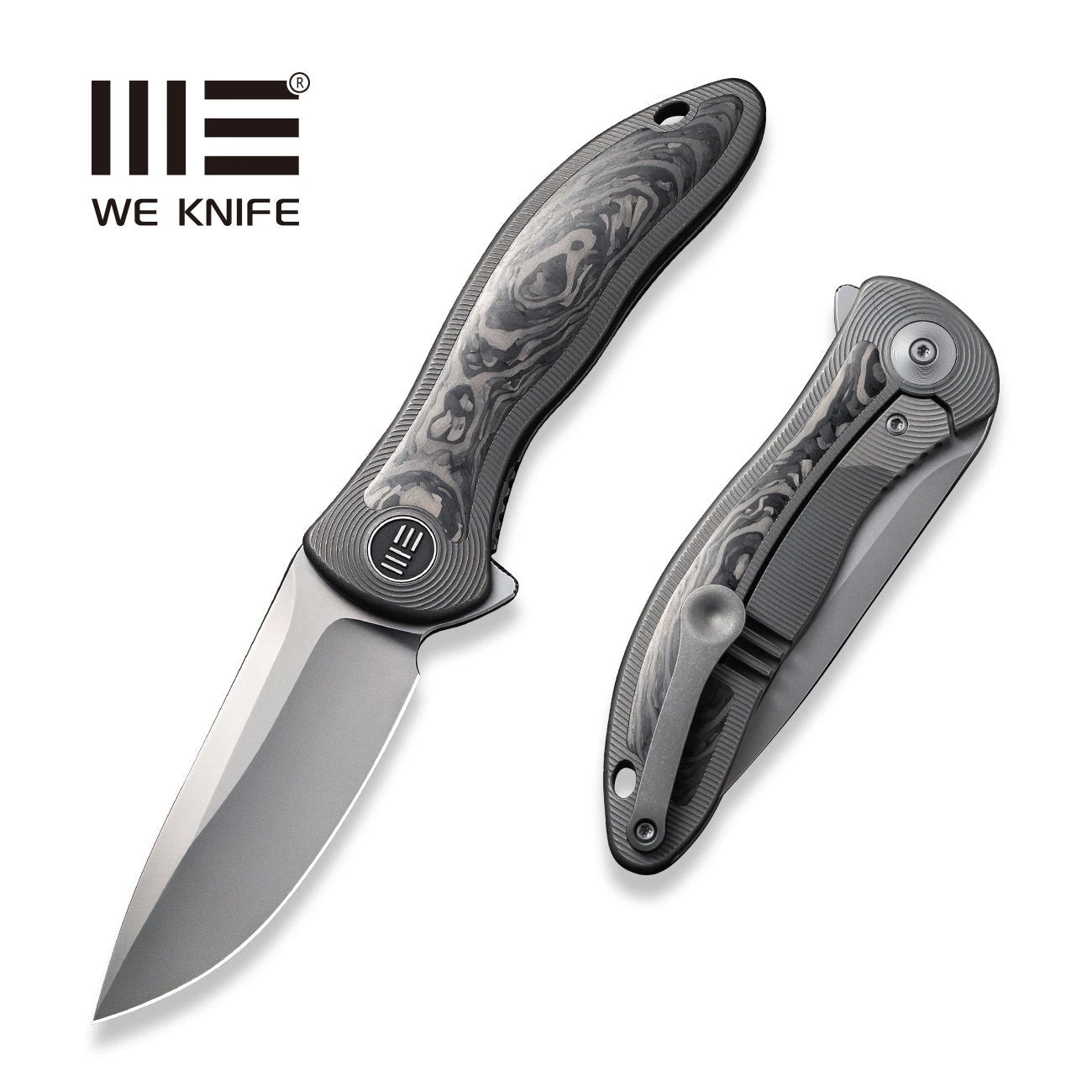 WEKNIFE Synergy2v2 Flipper Knife Titanium Handle With Carbon Fiber Inlay (3.49" CPM 20CV Blade) WE18046CF-1 3 WEKNIFE Synergy2v2 Flipper Knife Titanium Handle With Carbon Fiber Inlay (3.49" CPM 20CV Blade) WE18046CF-1