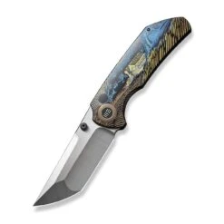 WEKNIFE Thug XL Thumb Stud Knife Black With Laser Pattern Titanium Handle (3.35" Hand Polished Satin CPM 20CV Blade) WE20028D-6 -WE KNIFE Shop weknife thug xl thumb stud knife black with laser pattern titanium handle 335 hand polished satin cpm 20cv blade we20028d 6 172658