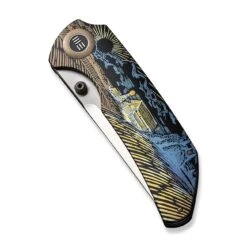 WEKNIFE Thug XL Thumb Stud Knife Black With Laser Pattern Titanium Handle (3.35" Hand Polished Satin CPM 20CV Blade) WE20028D-6 -WE KNIFE Shop weknife thug xl thumb stud knife black with laser pattern titanium handle 335 hand polished satin cpm 20cv blade we20028d 6 298276