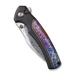 WEKNIFE Ziffius Flipper & Thumb Stud & Button Lock Knife Titanium Handle (3.7" Damasteel Blade) WE22024D-DS1 -WE KNIFE Shop weknife ziffius button lock knife black titanium handle with flamed titanium integral spacer 37 hakkapella damasteel blade we22024d ds1 845680