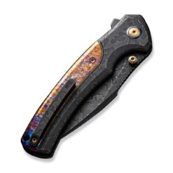 WEKNIFE Ziffius Flipper & Thumb Stud & Button Lock Knife Black Stonewashed With Etching Pattern Titanium Handle With Flamed Titanium Integral Spacer (3.7" Black Stonewashed With Etching Pattern CPM 20CV Blade) WE22024D-5 -WE KNIFE Shop weknife ziffius button lock thumb stud knife black stonewashed with etching pattern titanium handle with flamed titanium integral spacer 37 black stonewashed wi 703120