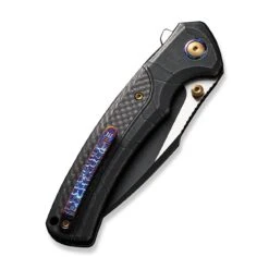 WEKNIFE Ziffius Flipper & Thumb Stud & Button Lock Knife Black Stonewashed With Etching Pattern Titanium Handle With Twill Carbon Fiber Integral Spacer (3.7" Black Stonewashed CPM 20CV Blade, Satin Flat) WE22024A-4 -WE KNIFE Shop weknife ziffius button lock thumb stud knife black stonewashed with etching pattern titanium handle with twill carbon fiber integral spacer 37 black stonewashed 897505